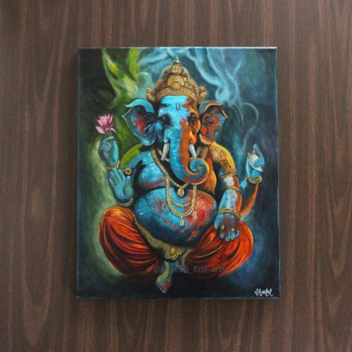 Alternative view of  “Ganesha-Remover of Obstacles” 16x20 Acrylic On Canvas (Available as Original & Prints)