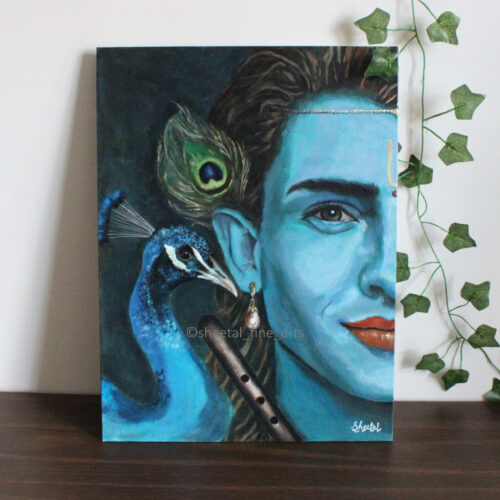 Alternative view of  “Krishna's Grace” 12x16 Acrylic On Canvas board (Available as Original & Prints)