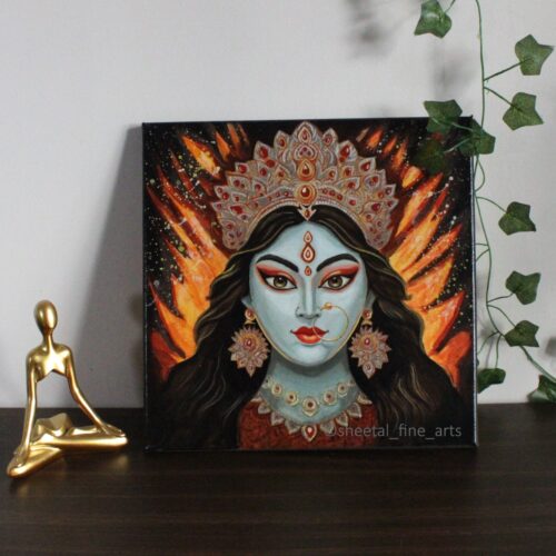 Alternative view of  “Durga - A Divine Strength” 12x12 Acrylic On Canvas (Available as Original & Prints)