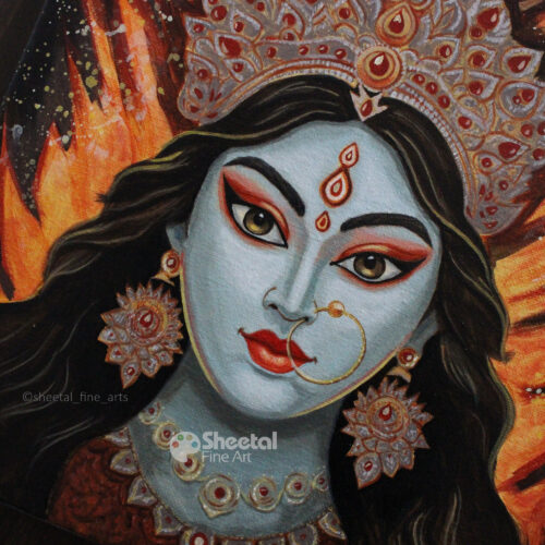  “Durga - A Divine Strength” 12x12 Acrylic On Canvas (Available as Original & Prints)