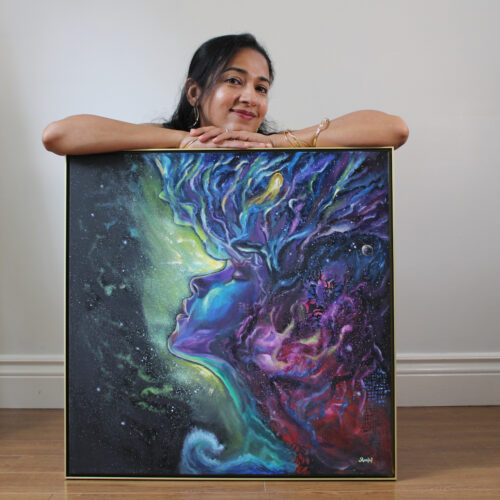 Alternative view of  “Cosmic Ecstasy” 24x24 Mixed media On Canvas (Available as Original & Prints)