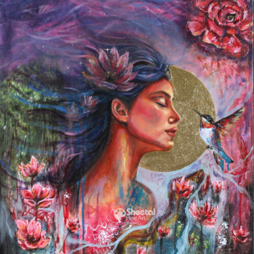  “Celestial Grace” 18x24 Mixed media On Canvas (Available as Original & Prints)