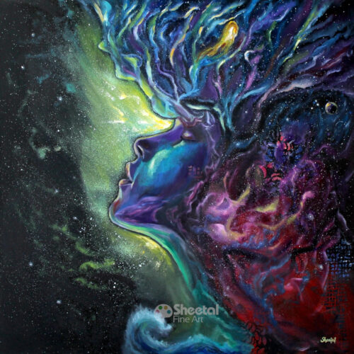  “Cosmic Ecstasy” 24x24 Mixed media On Canvas (Available as Original & Prints)
