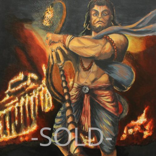 “Hanuman-Destruction of Evil” 18x24 Acrylic On Canvas (Sold)