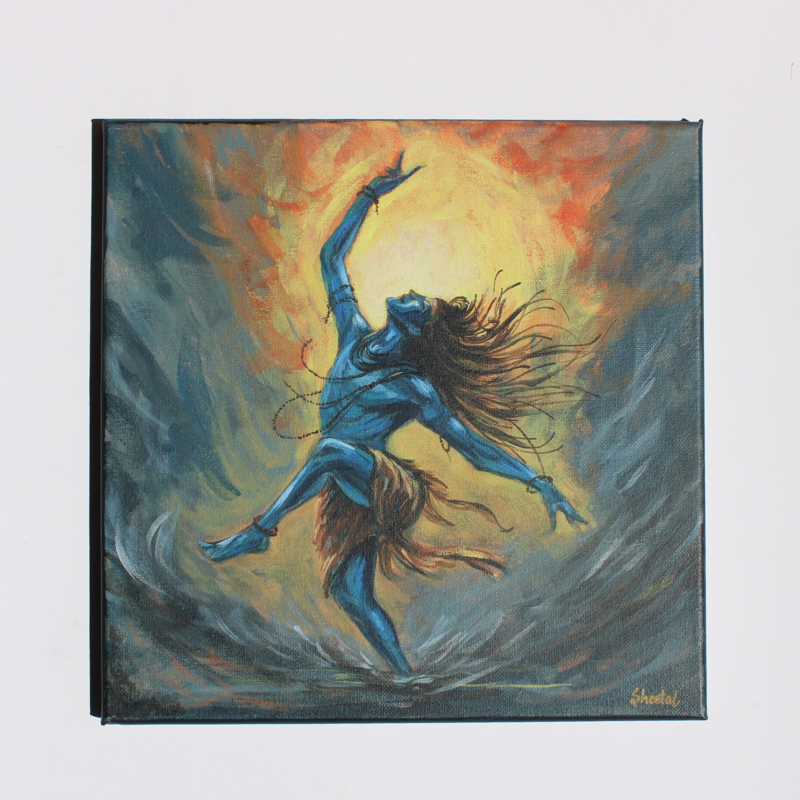 “Shiva - The Cosmic Dance” 12x12 Acrylic On Canvas (Available as Original & Prints) - Image 2